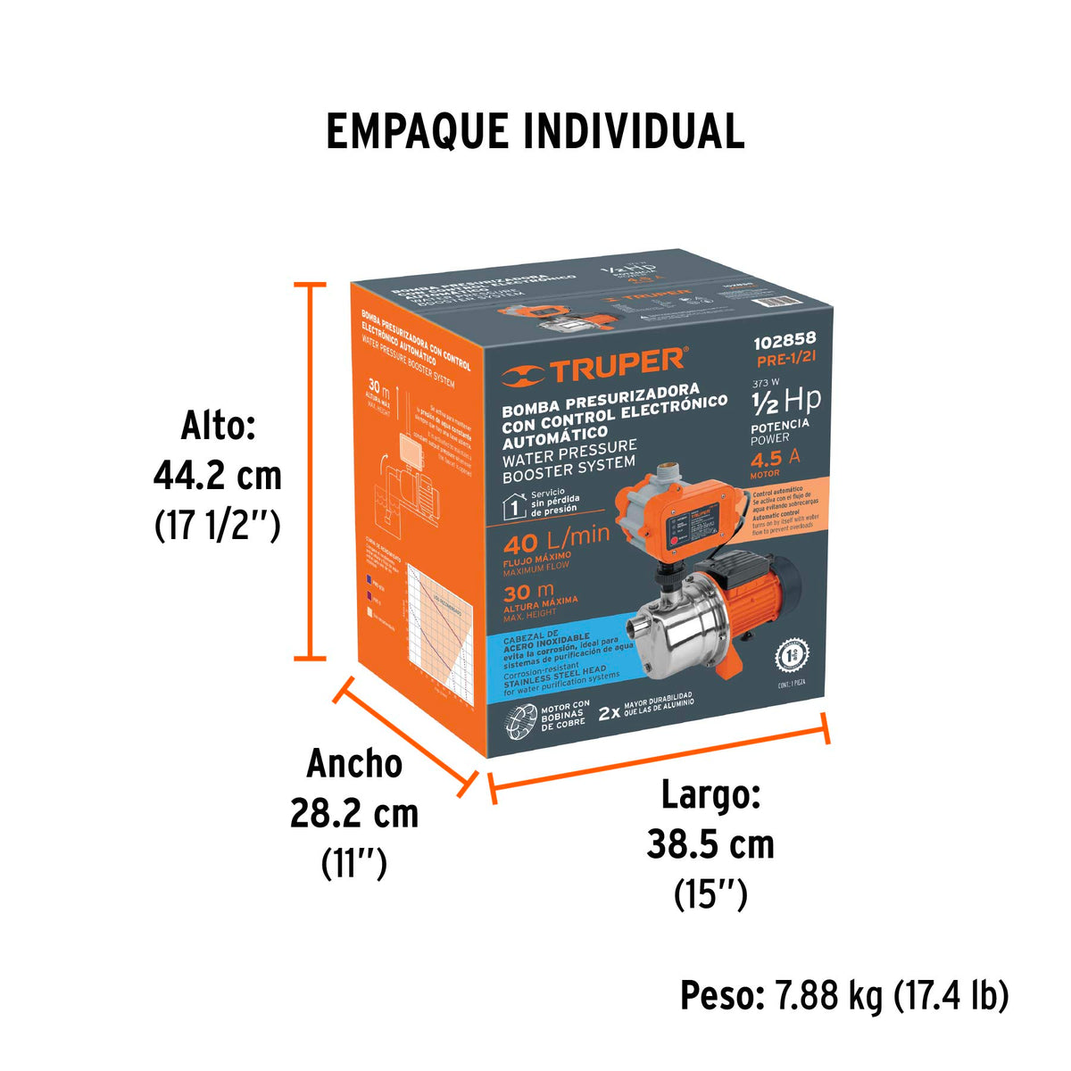Bomba presurizadora jet hierro con control Truper 1 HP