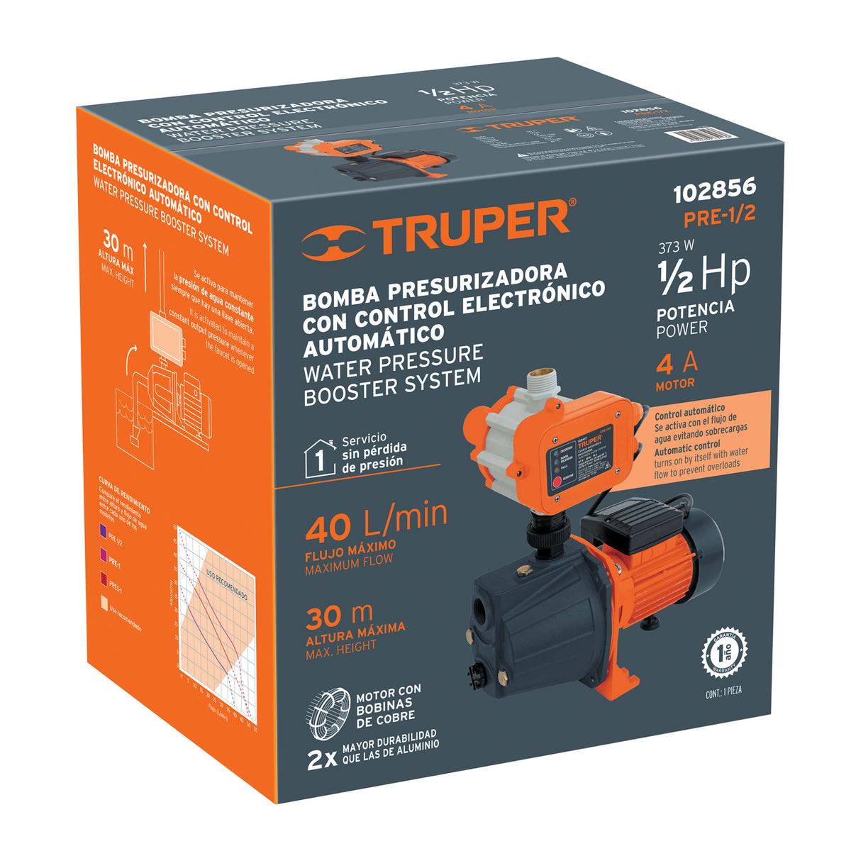Bomba presurizadora jet hierro con control Truper 1 HP