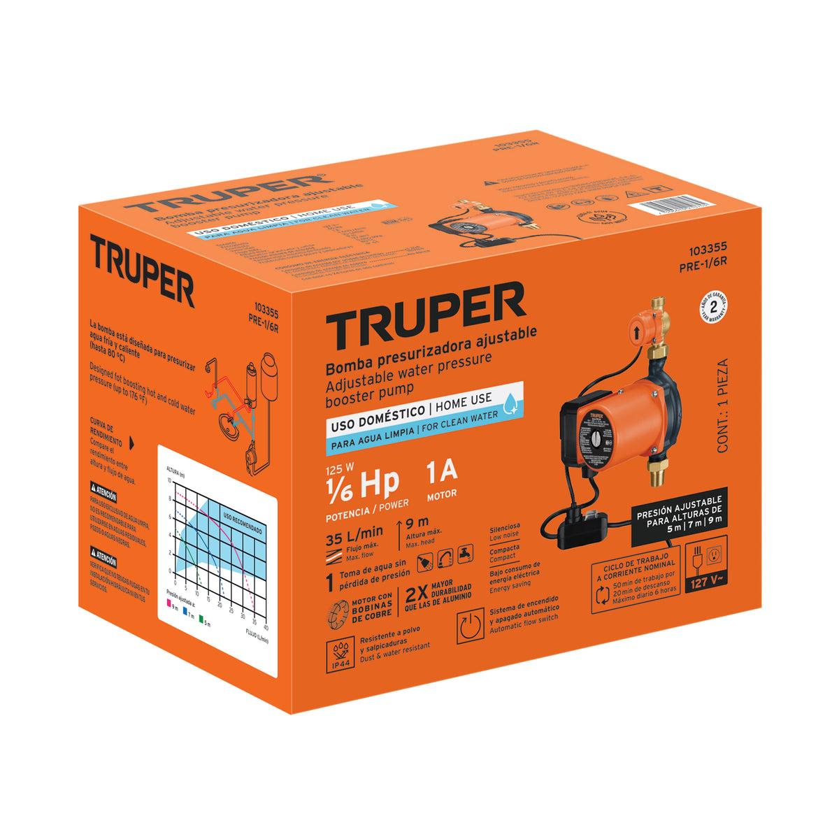 Bomba presurizadora jet hierro con control Truper 1 HP