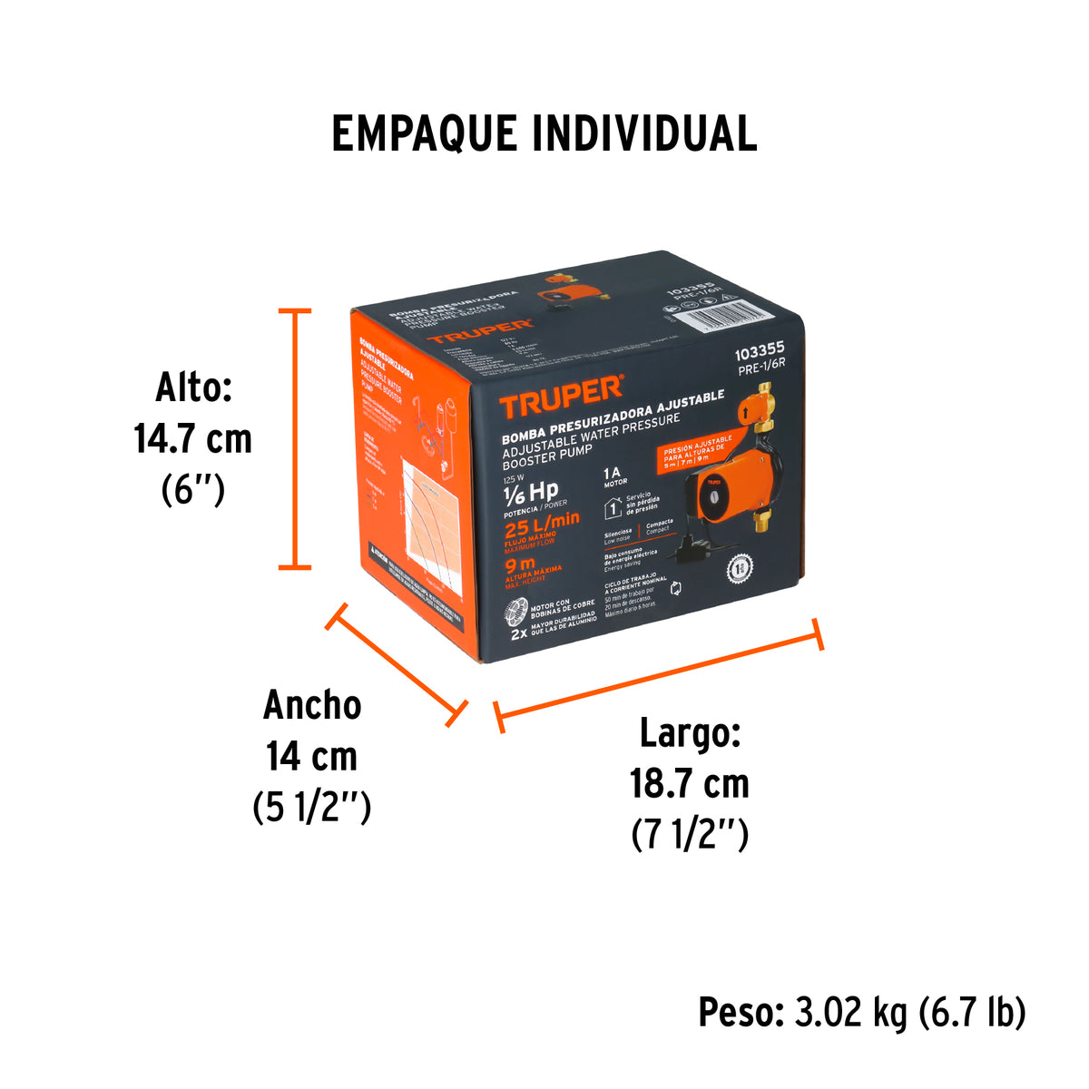 Bomba presurizadora jet hierro con control Truper 1 HP