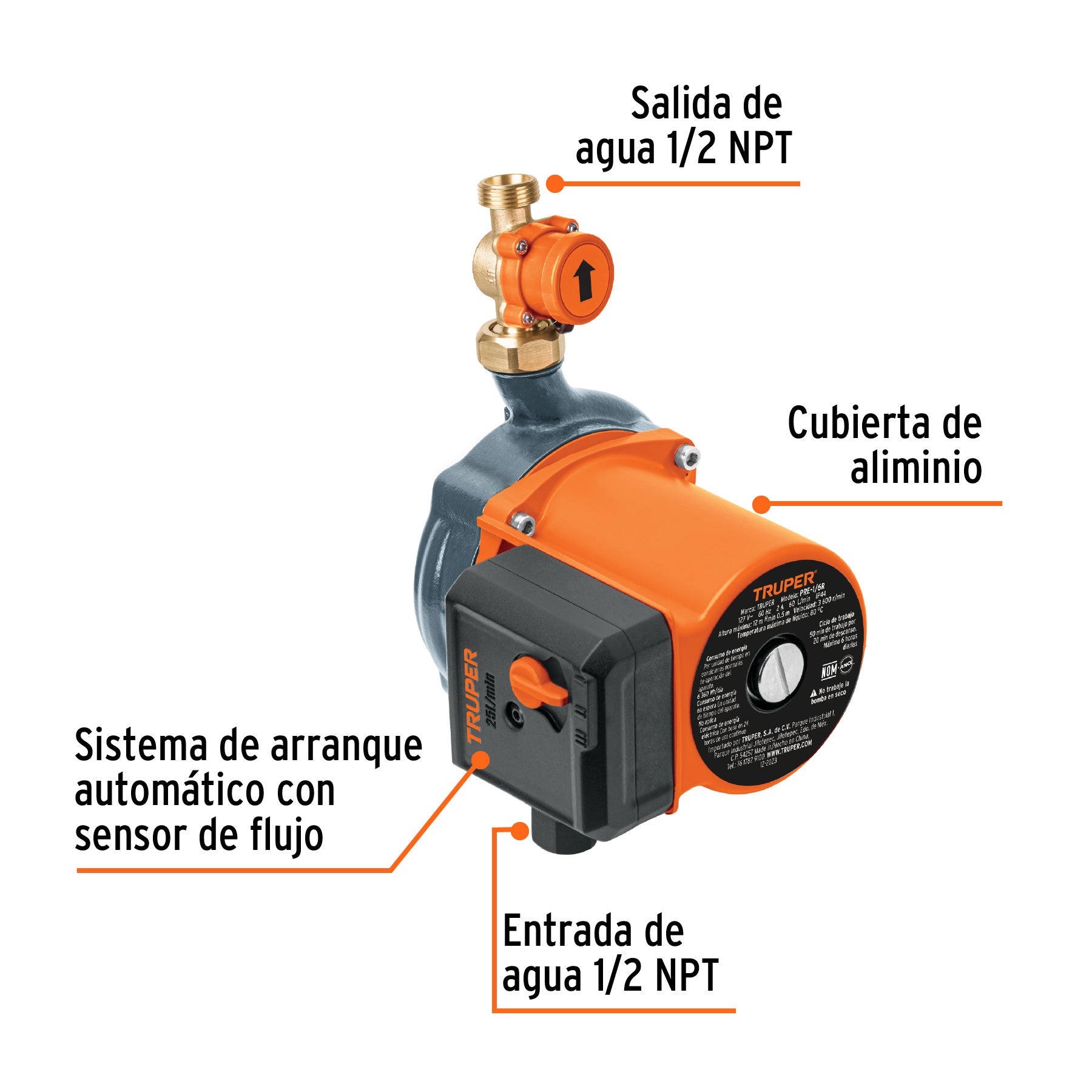 Bomba presurizadora jet hierro con control Truper 1 HP