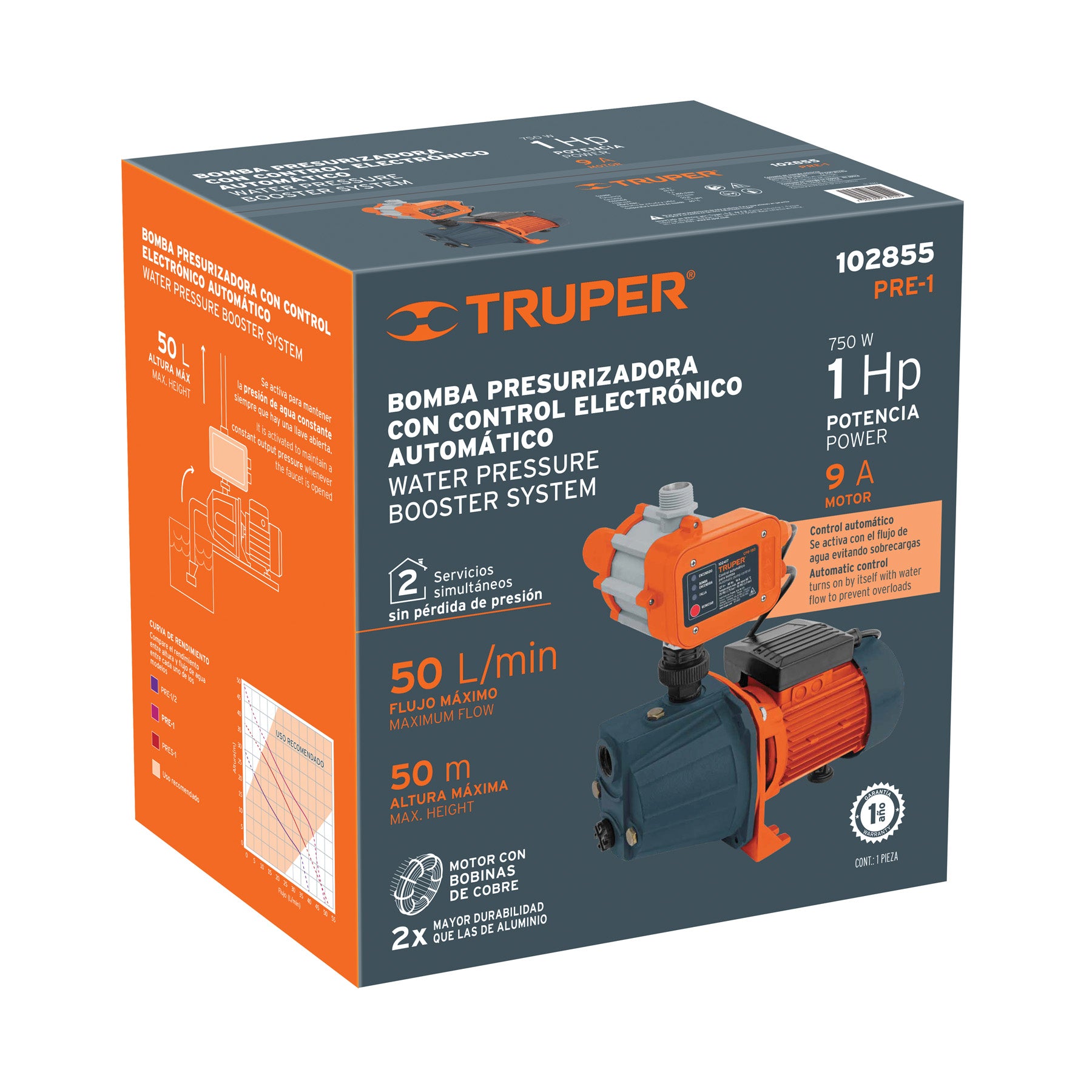 Bomba presurizadora jet hierro con control Truper 1 HP