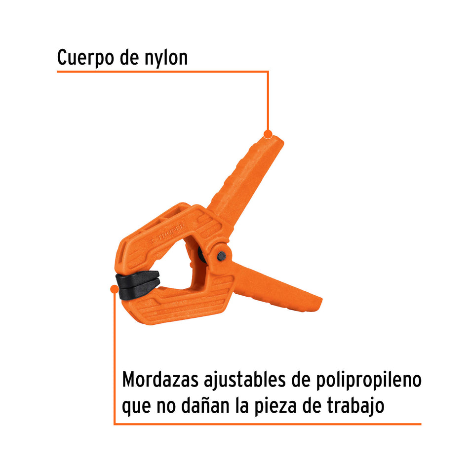 Prensa de resorte de 2' con cuerpo de nylon, Truper 2'