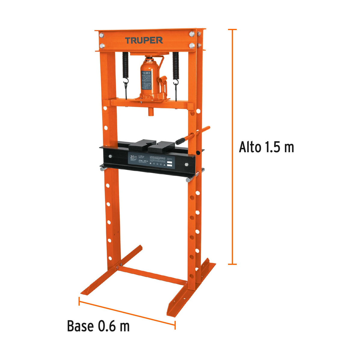 Prensa hidráulica tipo 'H' de 20 ton, con gato de botella