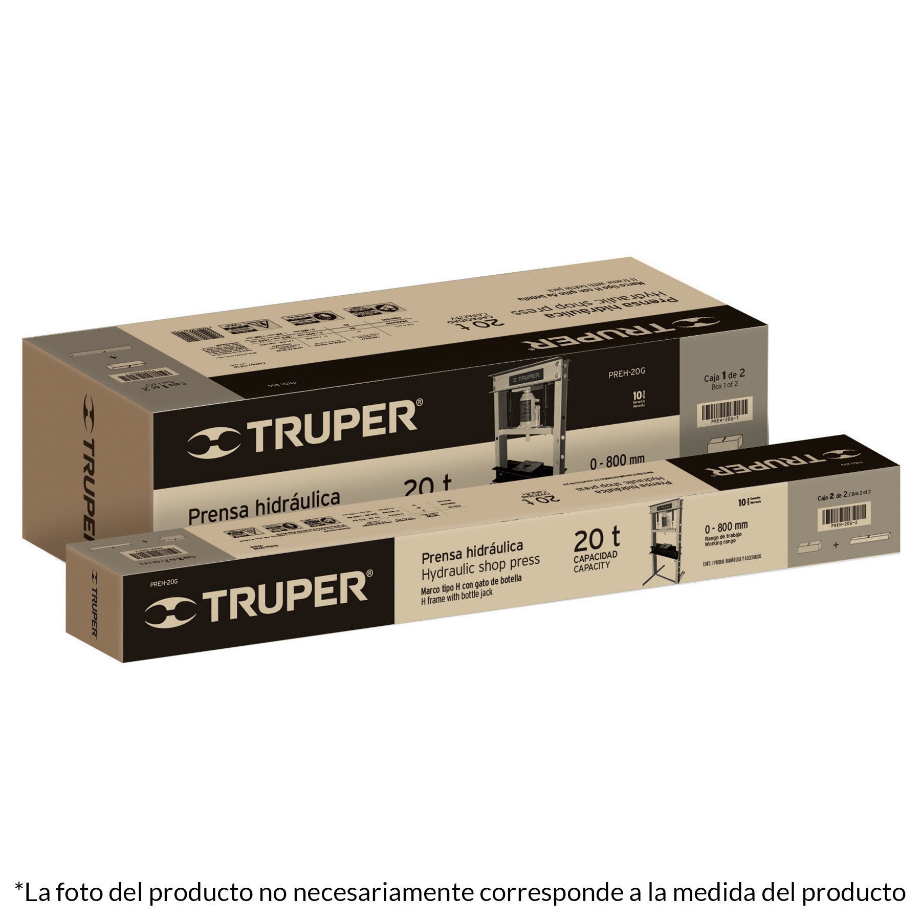 Prensa hidráulica tipo 'H' de 30 ton, con gato de botella