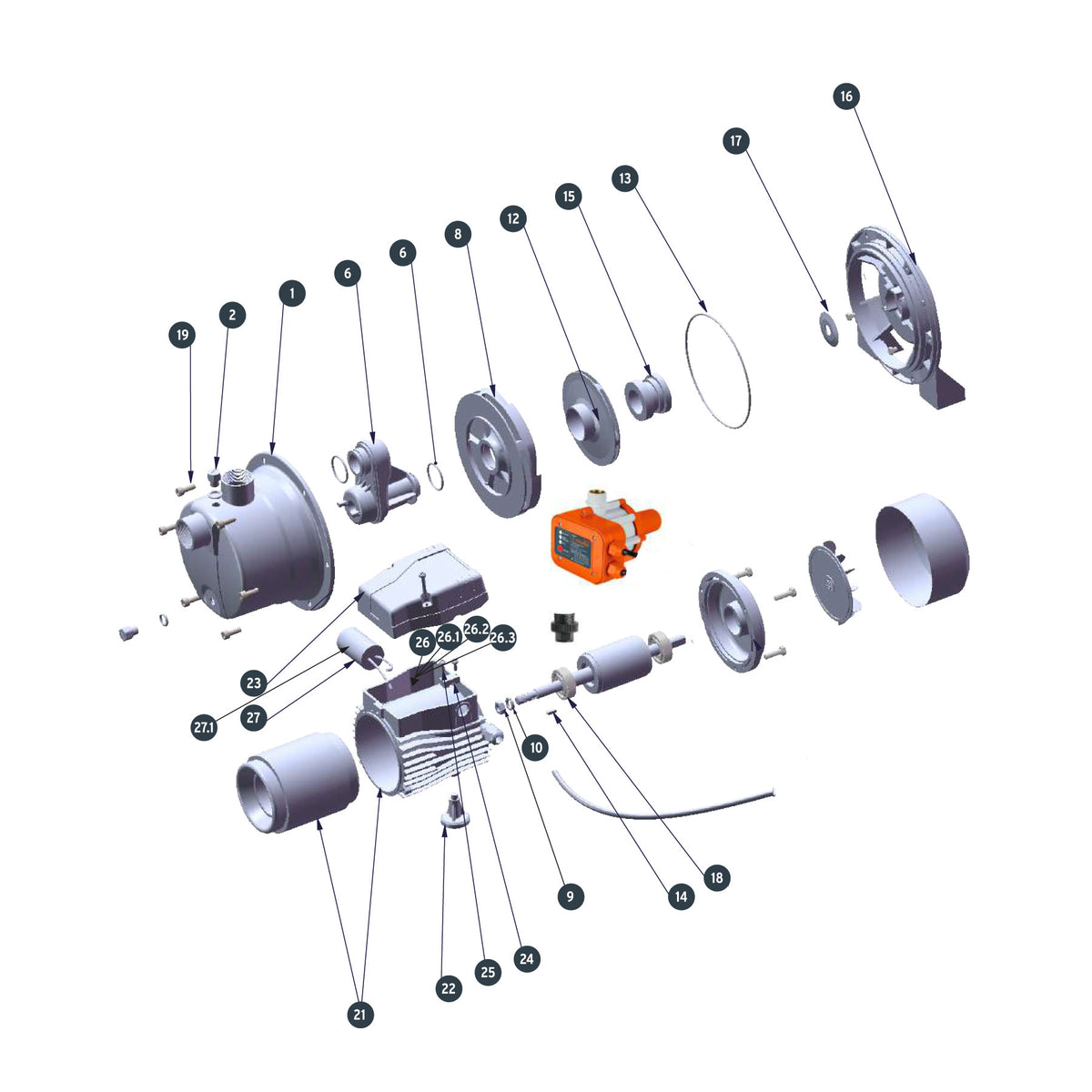 Bomba presurizadora jet hierro 1 HP con control, Truper