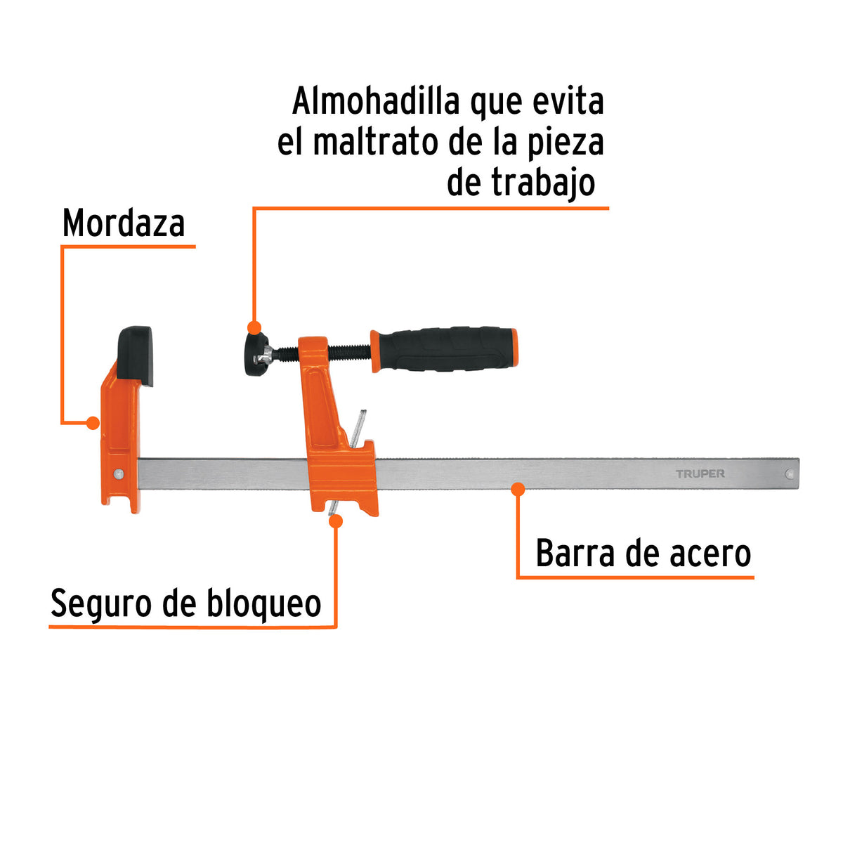 Prensa rápida tipo 'F' 10', uso ligero, Truper 10'