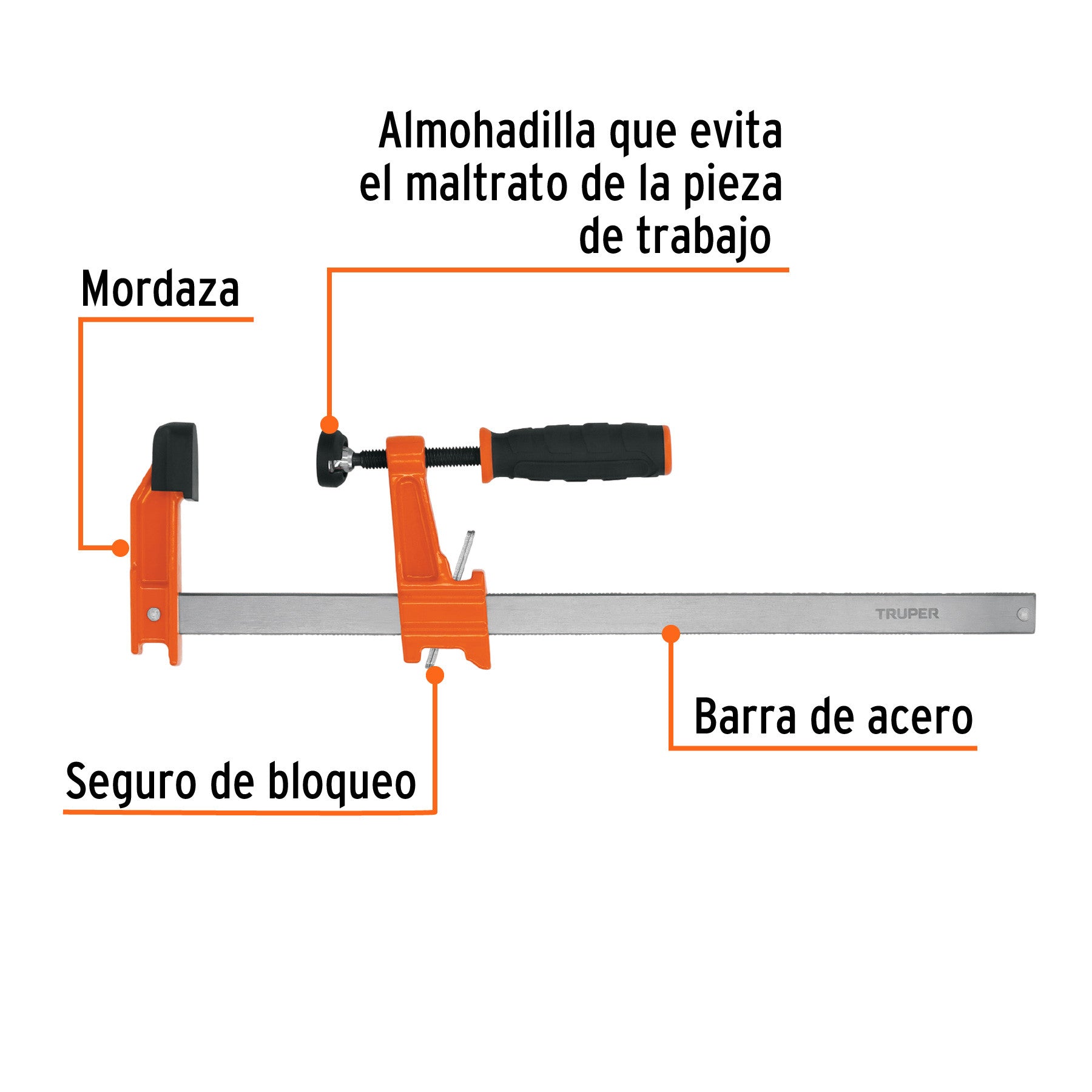Prensa rápida tipo 'F' 10', uso ligero, Truper 10'