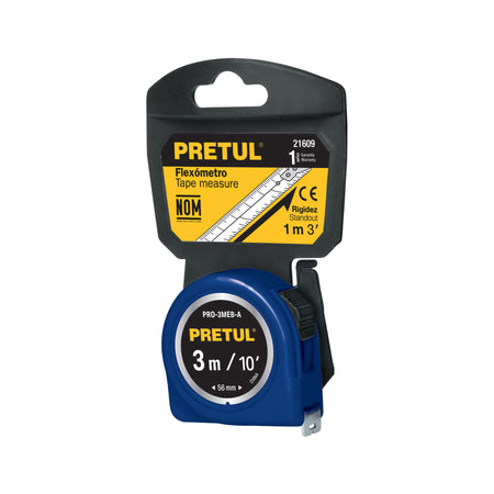 Flexometro 3 m cinta en tarjeta PRETUL azul