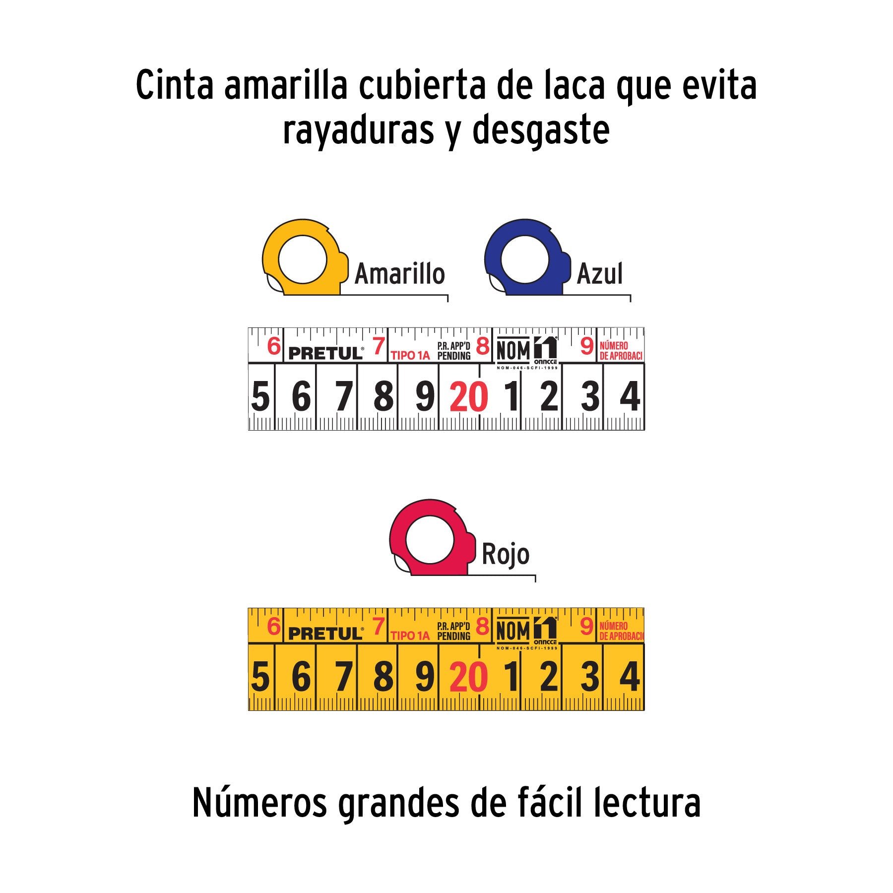 Flexómetro 5 m cinta 19 mm, display box con 12 pzas, PRETUL