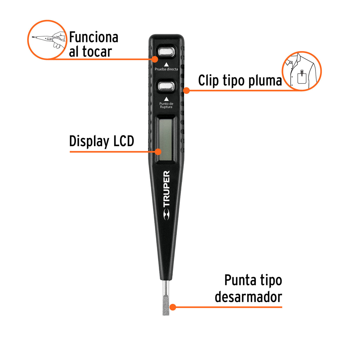 Probador digital de tensión C.A. / C.C., Truper