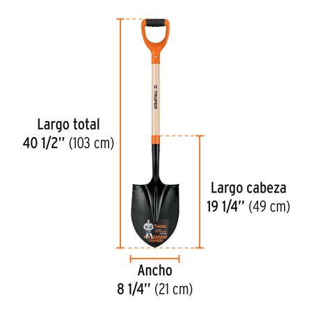 Pala redonda T-2000, puño doble 'Y', Truper