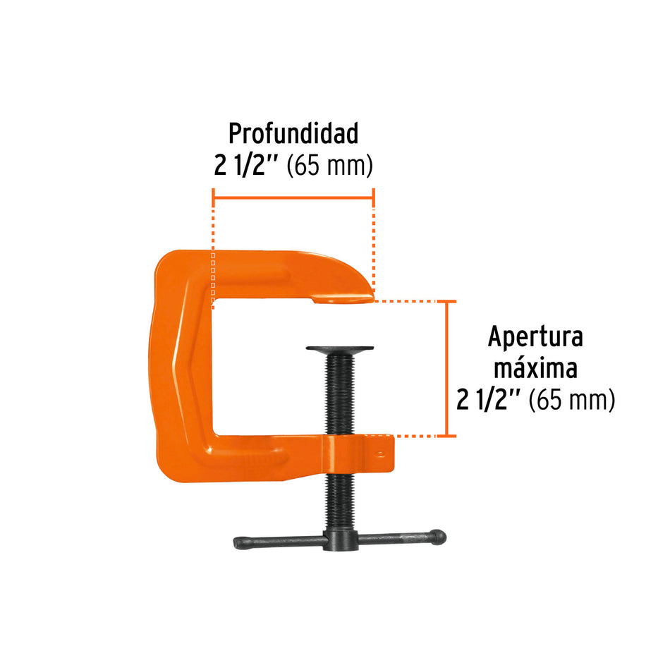 Prensa 2-1/2' troquelada de acero, Truper
