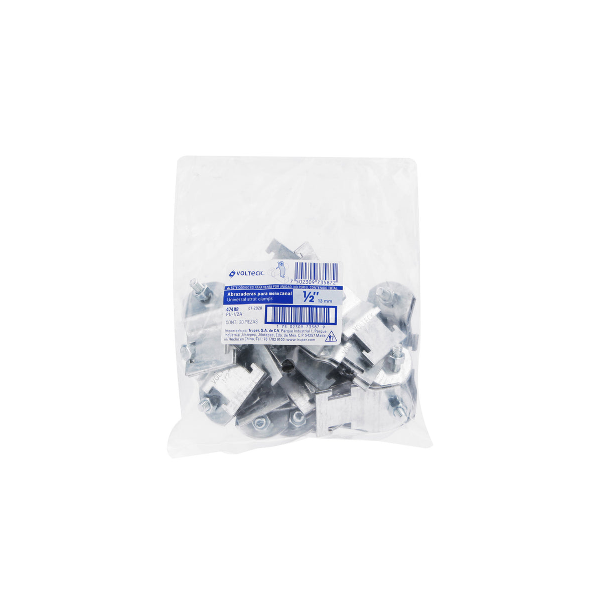 Abrazadera para perfil monocanal de 1/2 ', VOLTECK 1/2 '