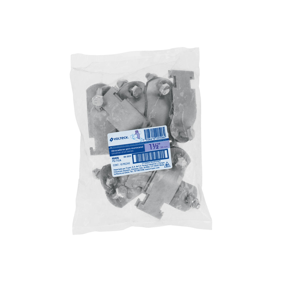 Abrazadera para perfil monocanal de 1 1/2', VOLTECK 1/2'