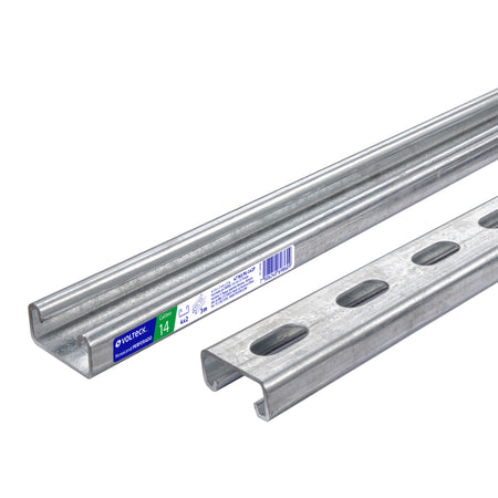 Perfil monocanal perforado de 3 m, 4 x 2 cm cal. 14, VOLTECK 3 m, 4 x 2 cm