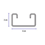 Perfil monocanal perforado de 3 m, 4 x 2 cm cal. 14, VOLTECK 3 m, 4 x 2 cm