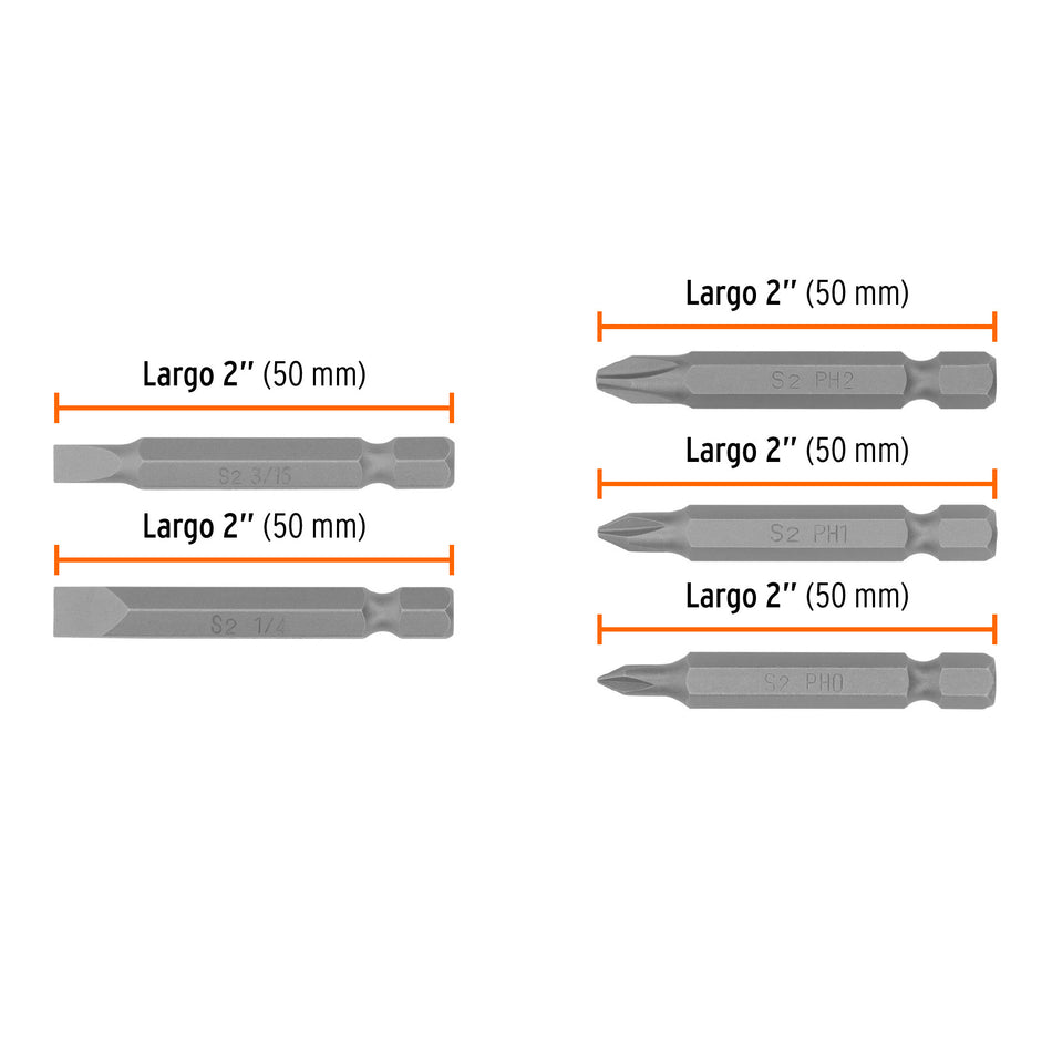 Estuche con 5 puntas de cruz y planas largo 2', Expert 2'