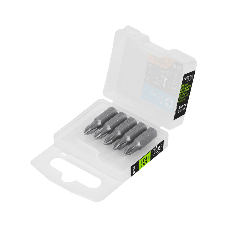 Estuche con 5 puntas de cruz PH1 largo 1', Truper Expert 1'