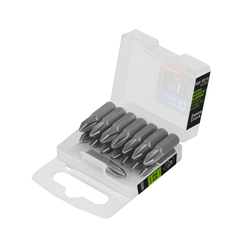 Estuche con 15 puntas de cruz PH2 largo 1', Truper Expert 1'