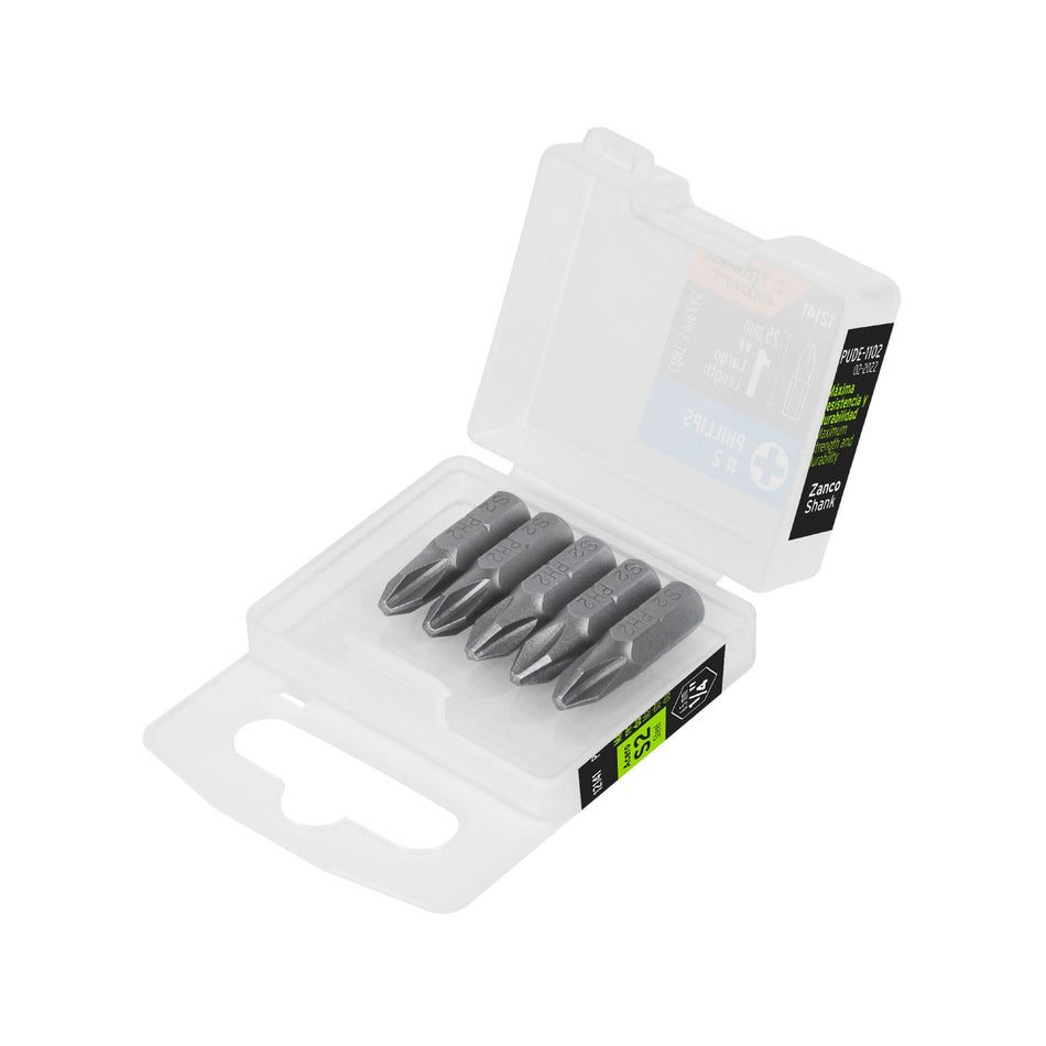 Estuche con 5 puntas de cruz PH2 largo 1', Truper Expert 1'