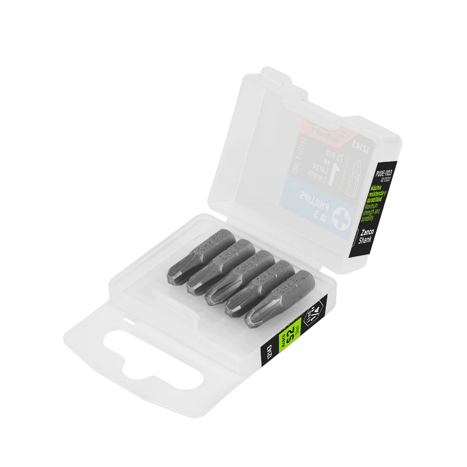 Estuche con 5 puntas de cruz PH3 largo 1', Truper Expert 1'