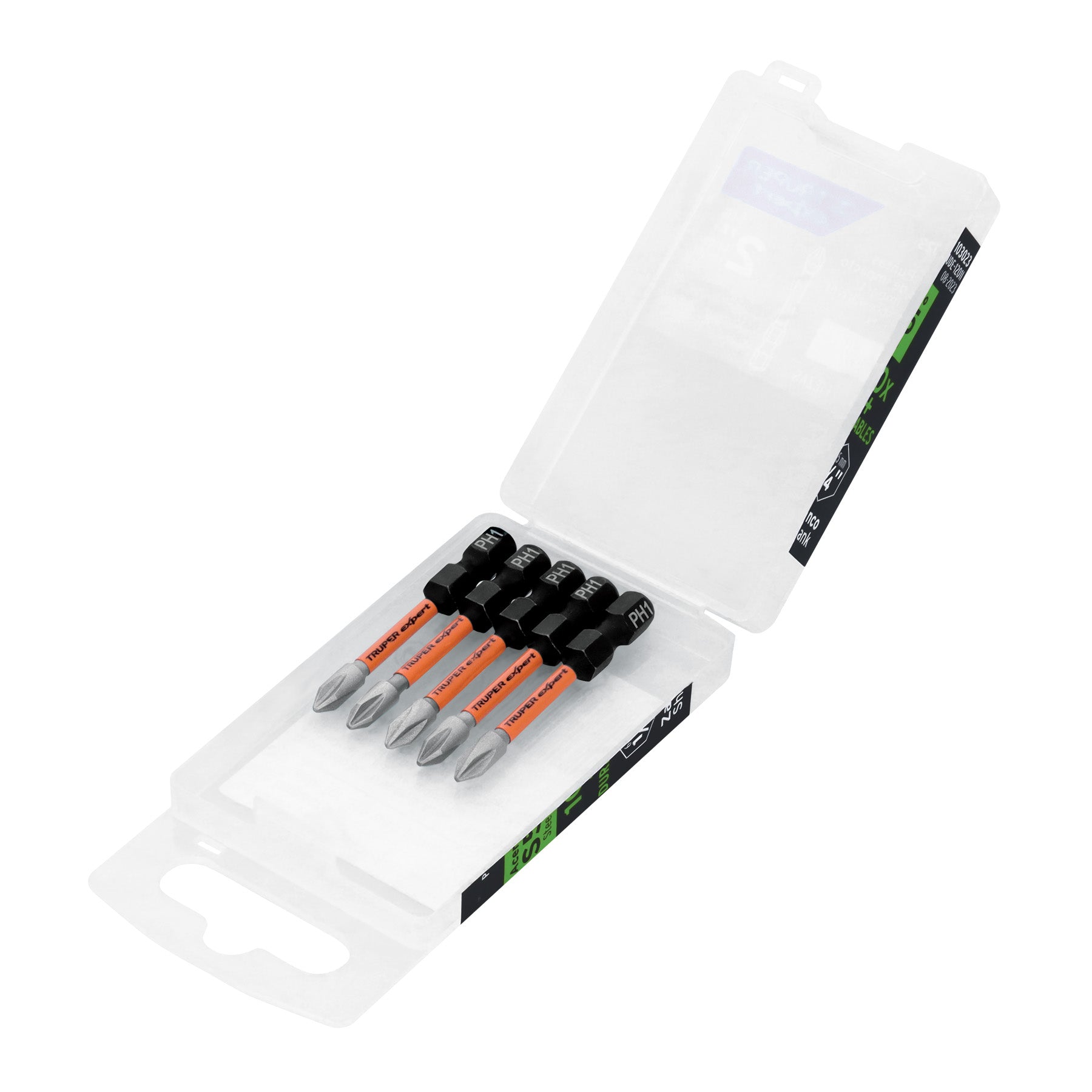 Estuche con 5 puntas de cruz PH1 de impacto largo 2'