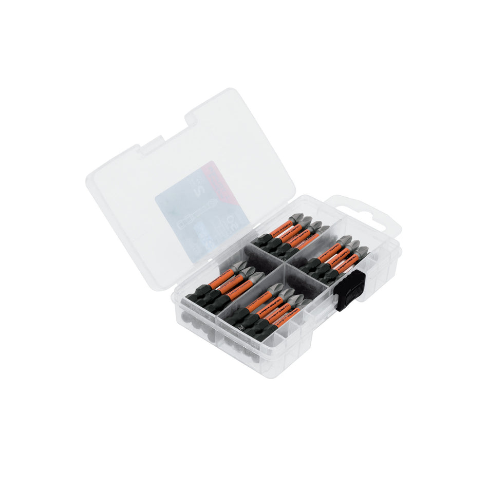 Estuche con 50 puntas de cruz PH2 de impacto largo 2'