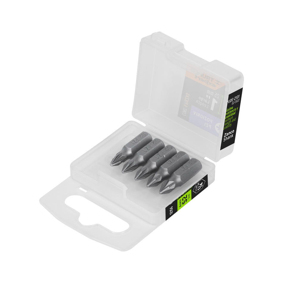 Estuche con 5 puntas pozidriv PZ1 largo 1', Truper Expert 1'