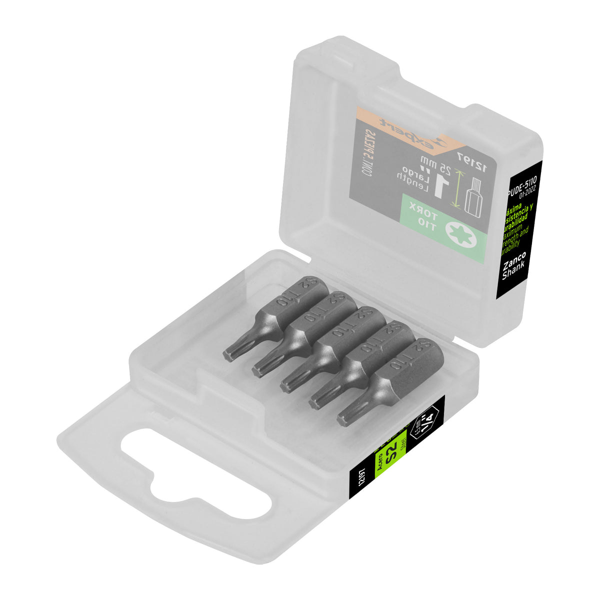 Estuche con 5 puntas torx T10 largo 1', Truper Expert 1'