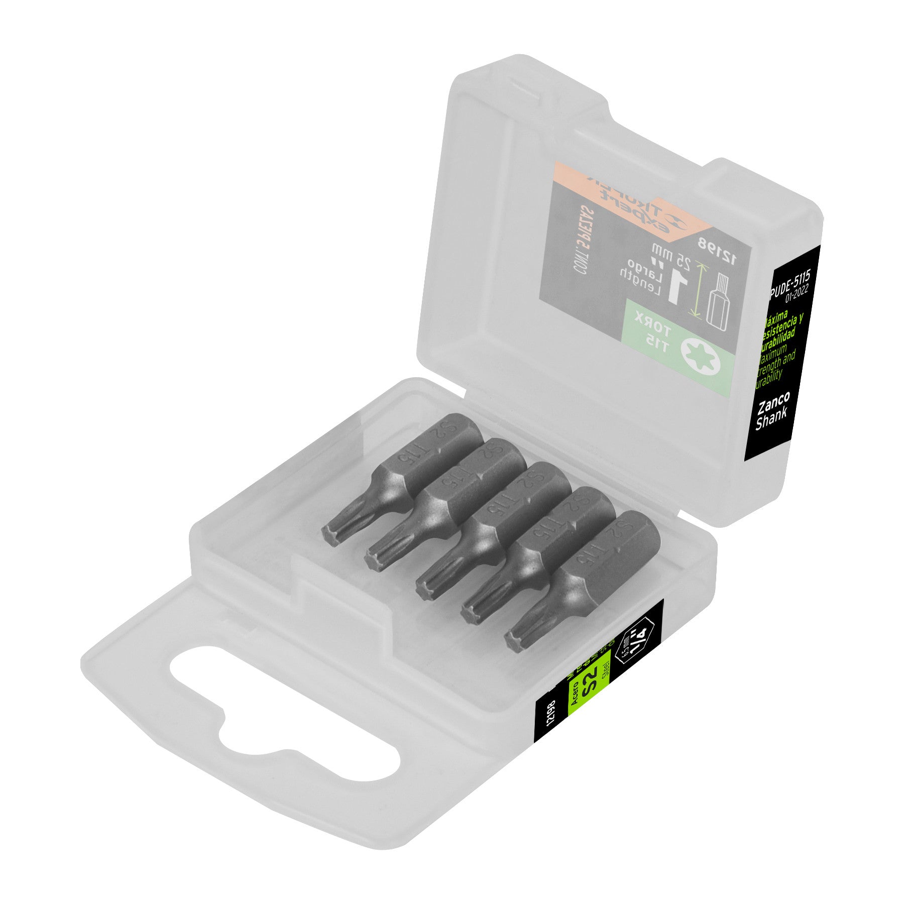 Estuche con 5 puntas torx T15 largo 1', Truper Expert 1'