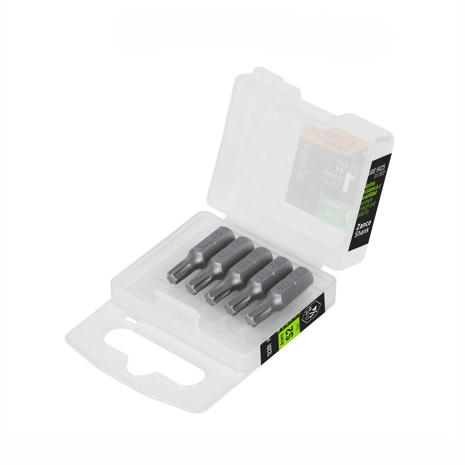 Estuche con 5 puntas torx T25 largo 1', Truper Expert 1'