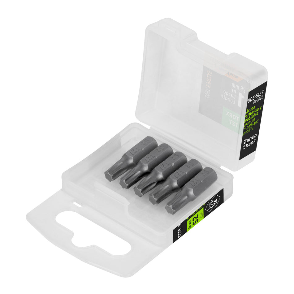 Estuche con 5 puntas torx T27 largo 1', Truper Expert 1'