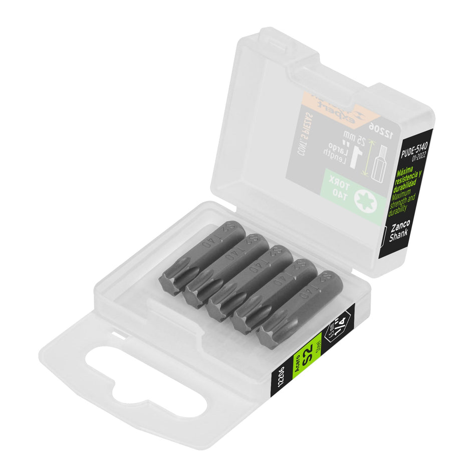 Estuche con 5 puntas torx T40 largo 1', Truper Expert 1'