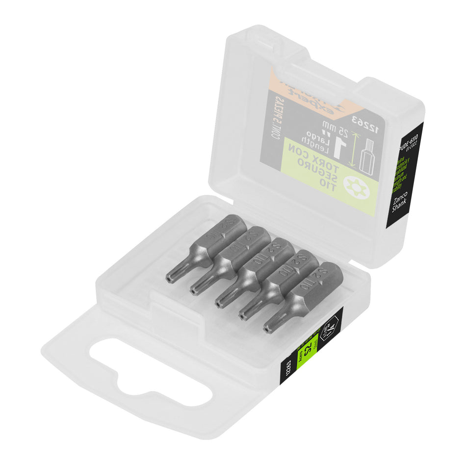 Estuche con 5 puntas torx T10 con seguro largo 1', Expert 1'