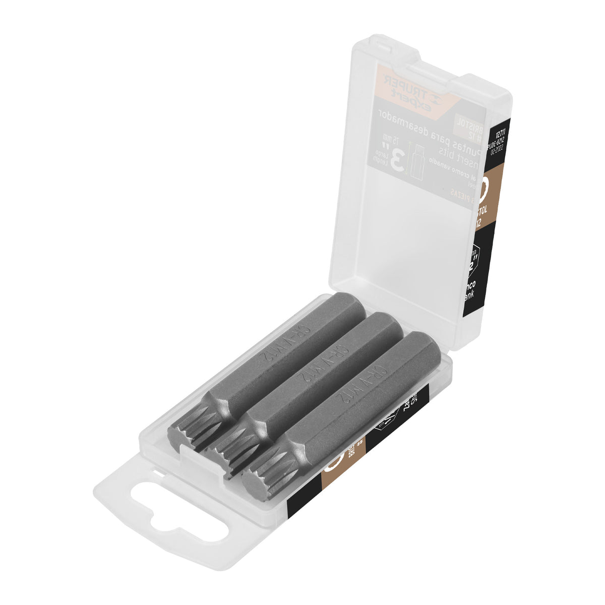 Estuche con 3 puntas bristol M12 largo 3', Truper Expert