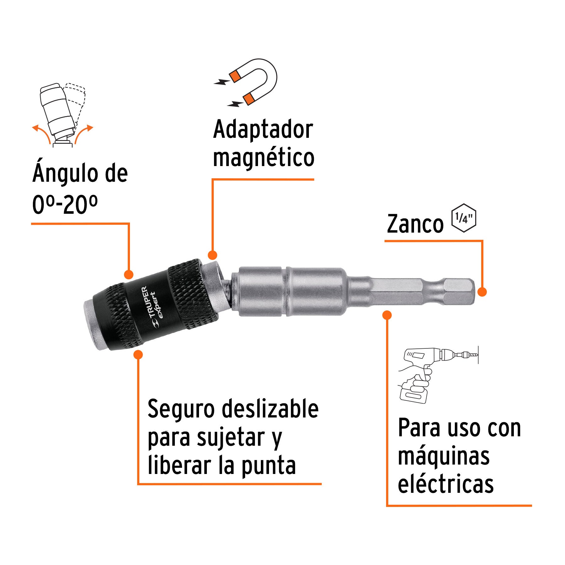 Extensión magnética articulada 4 3/4', para puntas, EXPERT