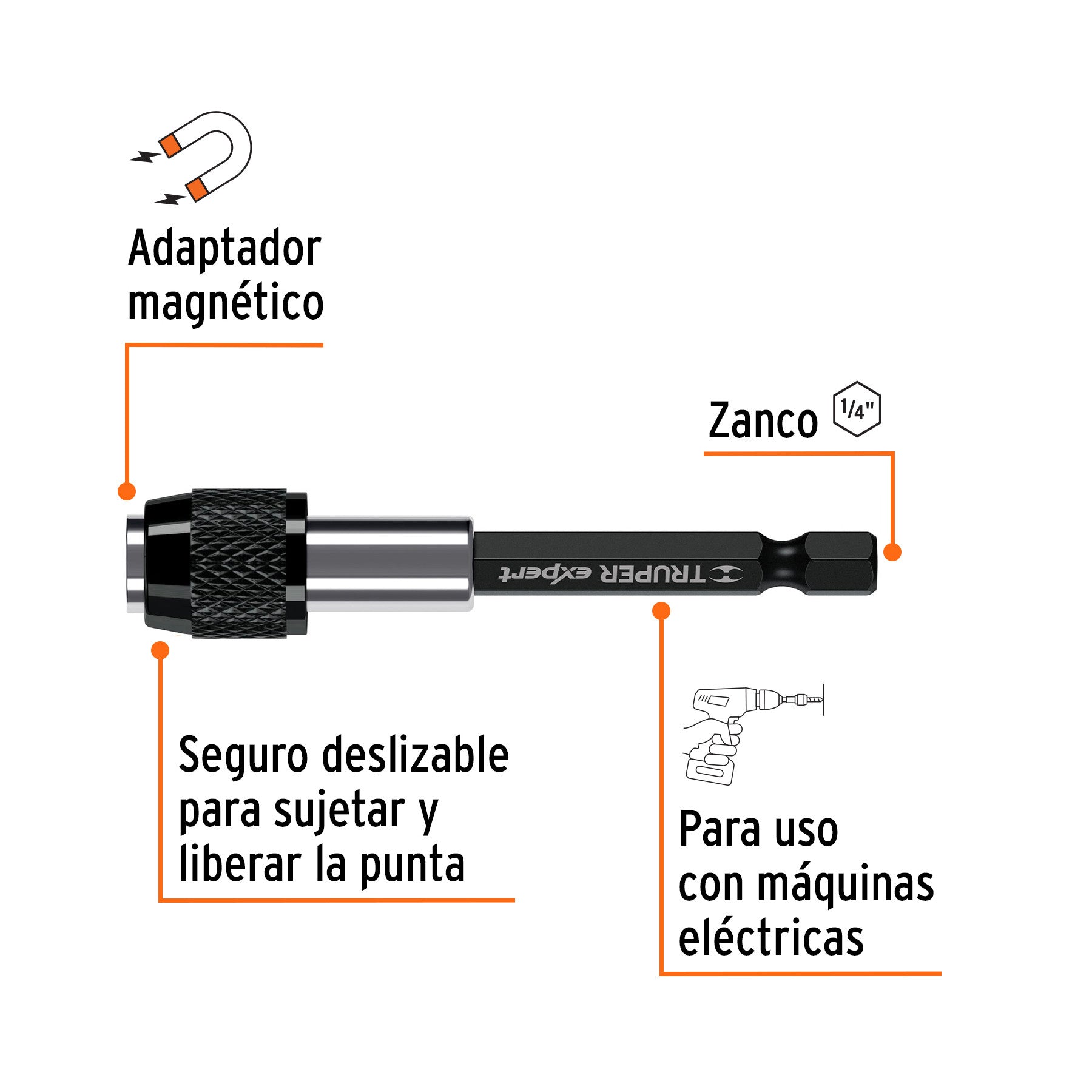 Extensión magnética 3?, para puntas, cambio rápido, EXPERT