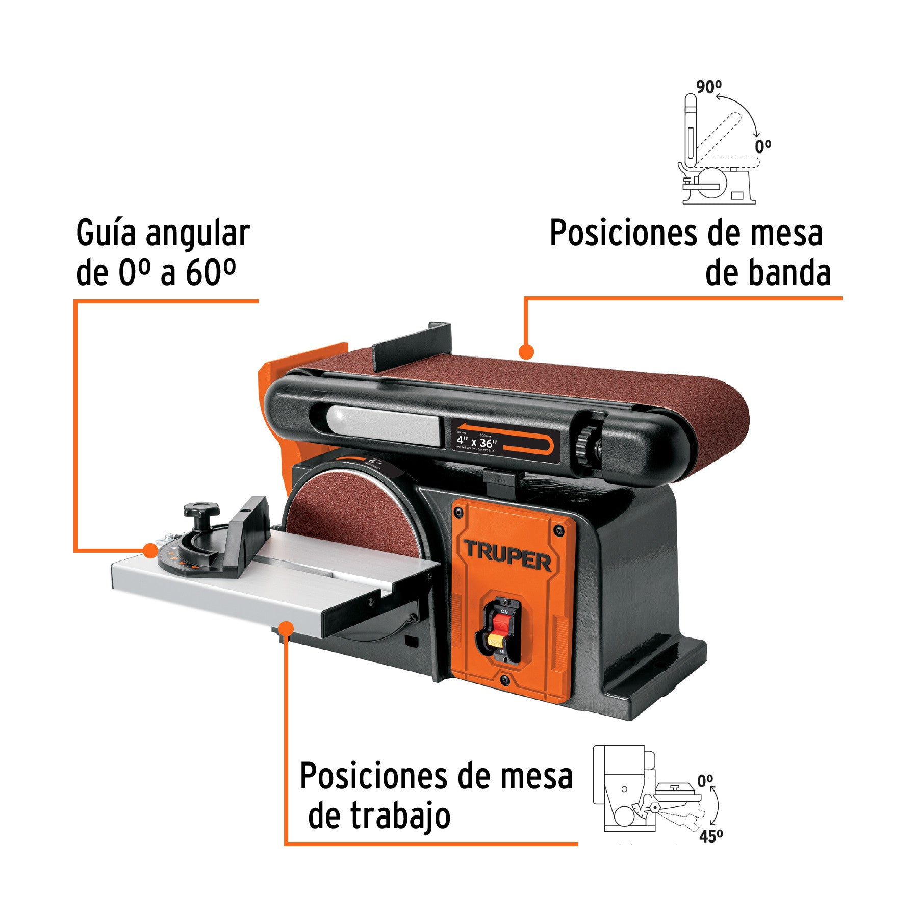 Lijadora de banda y disco 4 x 6" 1/2 HP (375 W) Truper