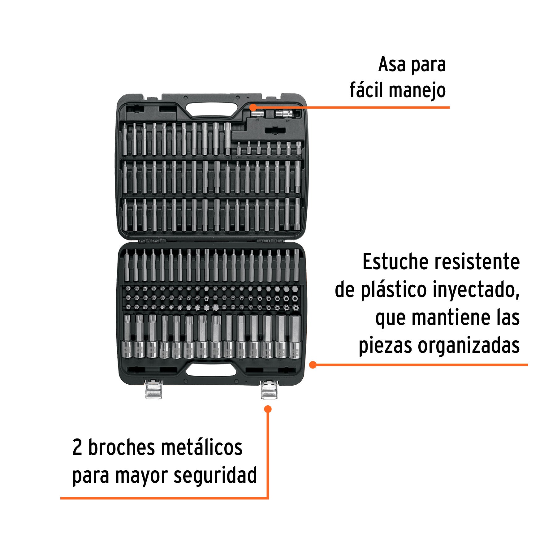 Juego de puntas y dados con punta para mecánica, 150 piezas