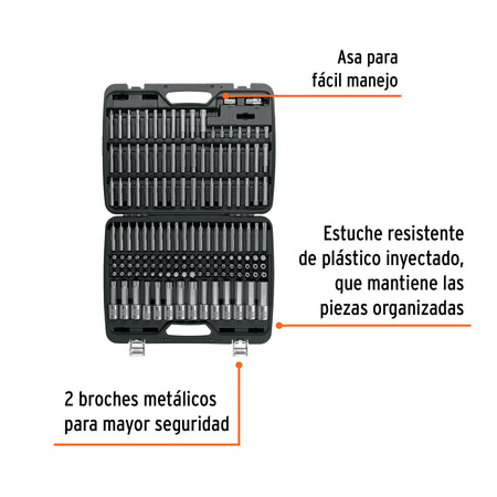 Juego de puntas y dados con punta para mecánica, 150 piezas