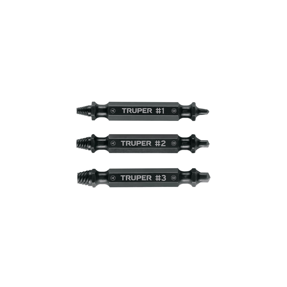 Blíster con 3 puntas extractoras de tornillos, Truper