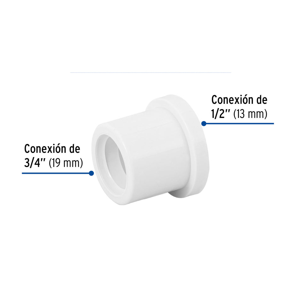 Reduccion bushing de PVC 3/4 x 1/2" FOSET