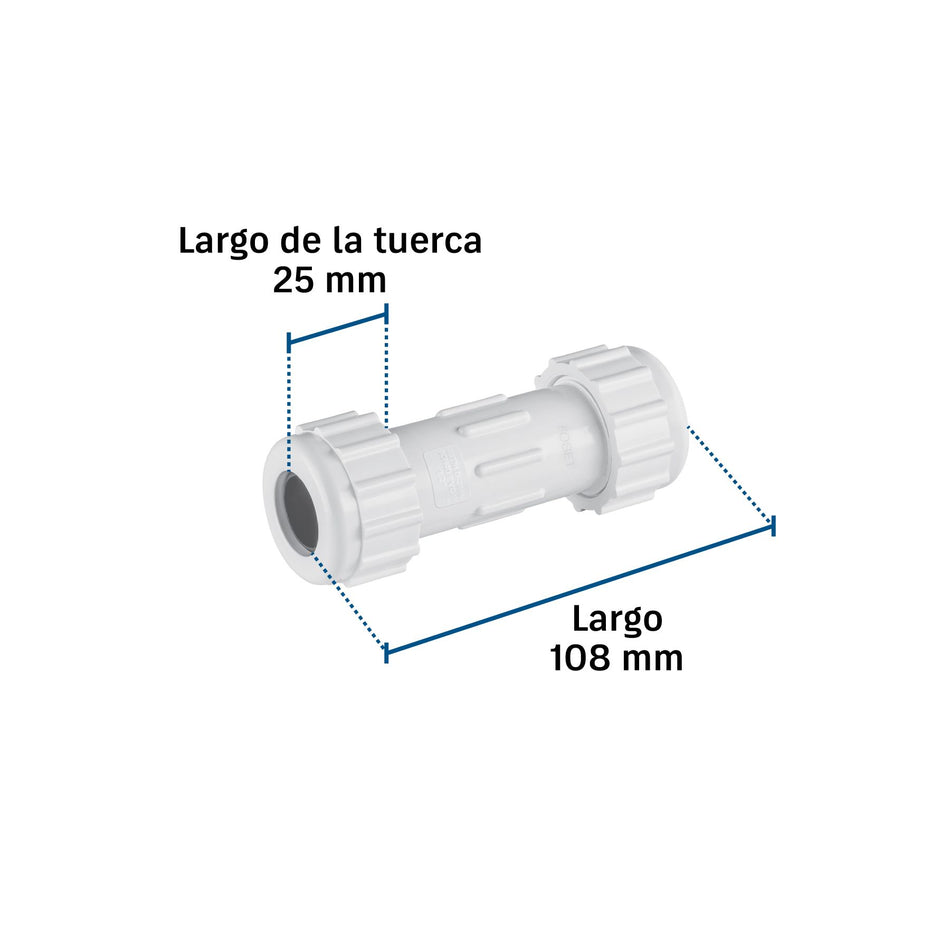 Cople de compresión PVC de 1/2", FOSET