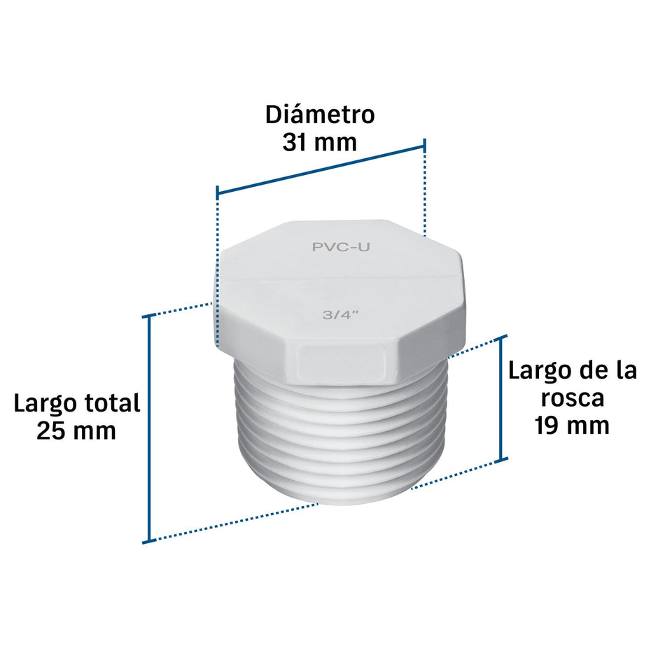 Tapón macho de PVC 3/4", FOSET