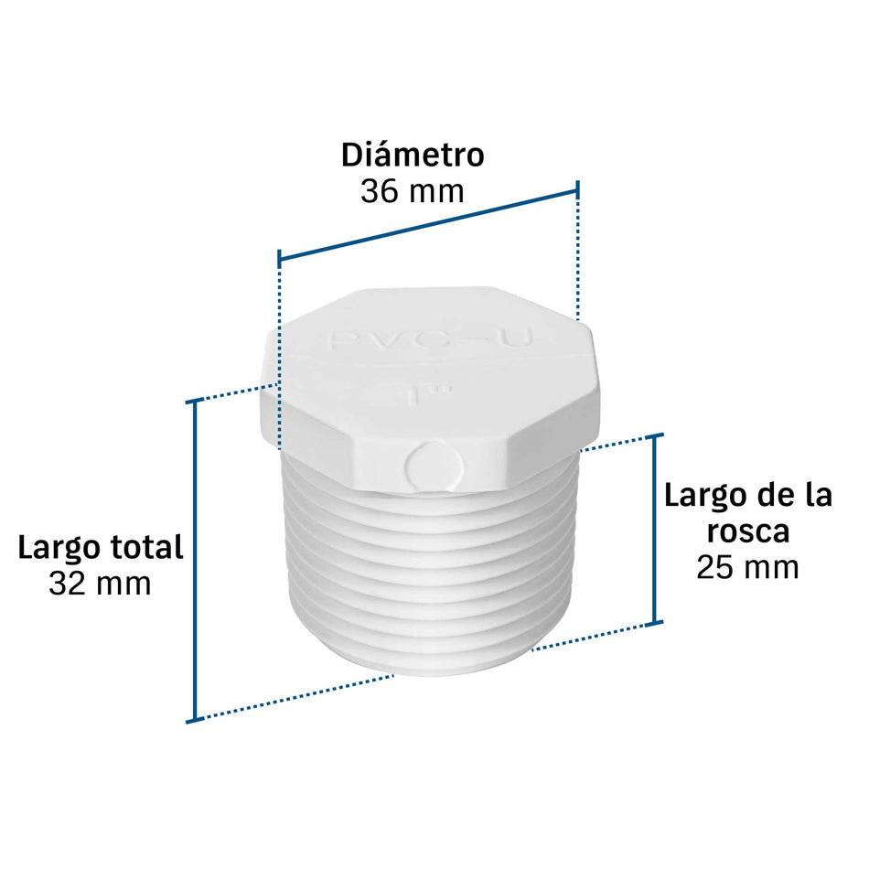 Tapón macho de PVC 1", FOSET