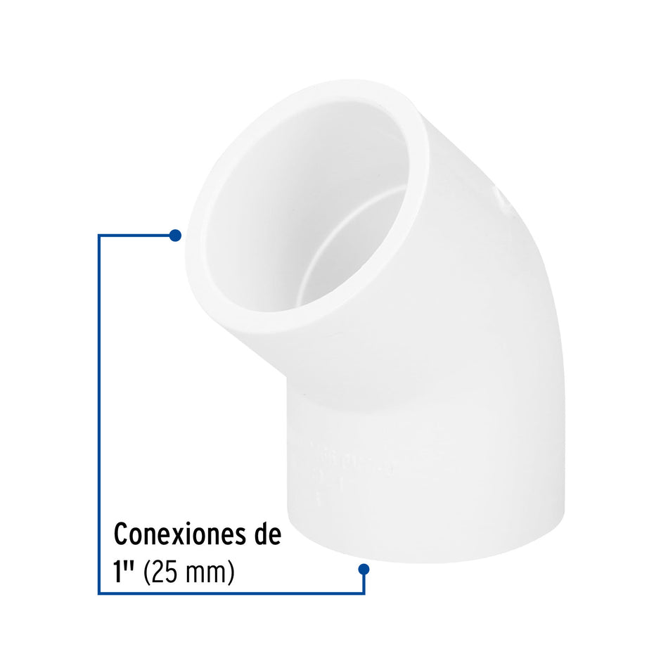 Codo 45° de PVC de FOSET 1/2"
