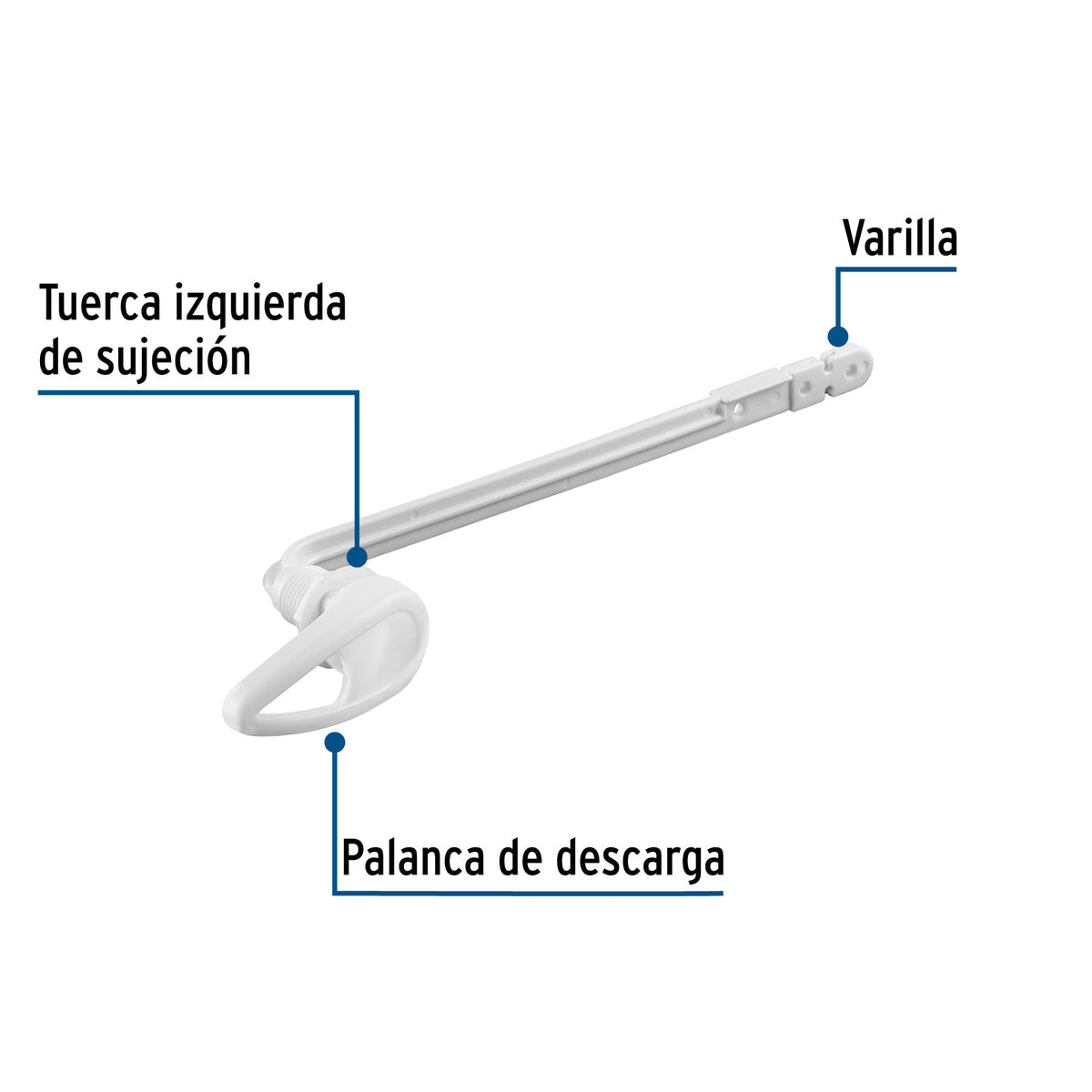 Palanca frontal plástica blanca para WC, FOSET