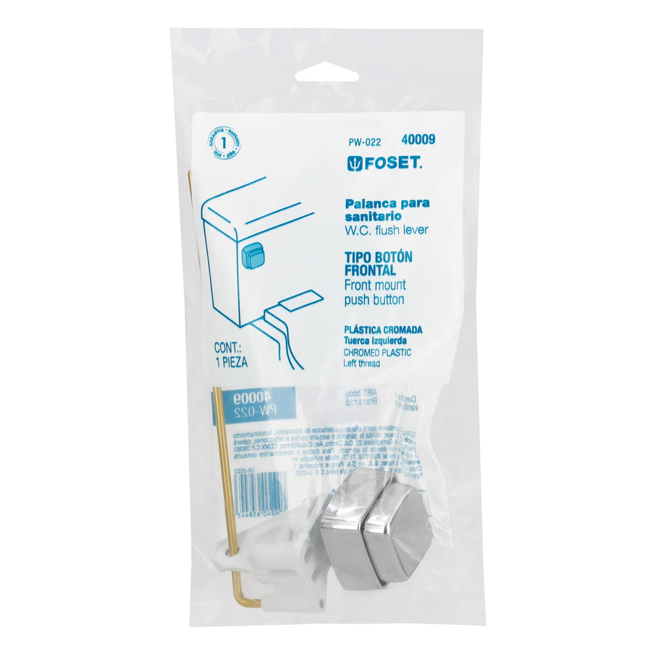 Boton frontal plastico cromado para WC FOSET
