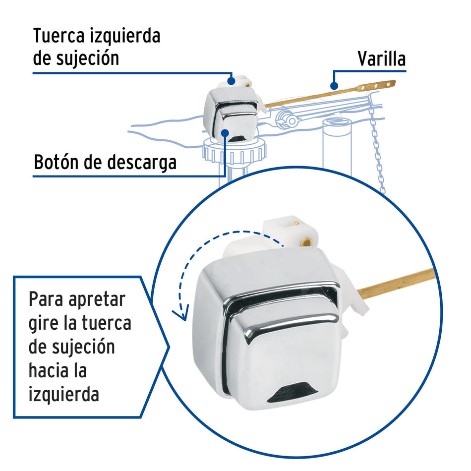 Boton frontal plastico cromado para WC FOSET